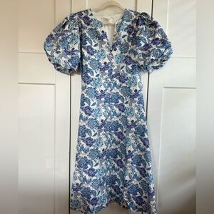 Floral Blue Midi Dress